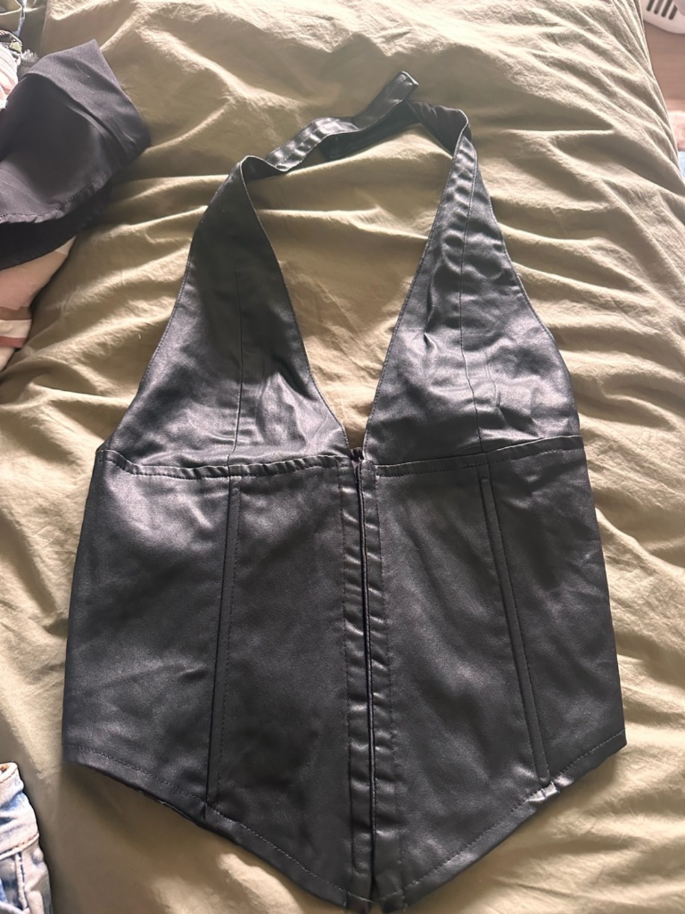 AKIRA Black Faux Leather Corset Top